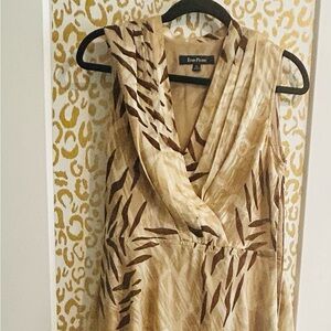 🔥Evan-Picone Animal Print Abstract Dress—Beige & Brown Sophisticated Statement